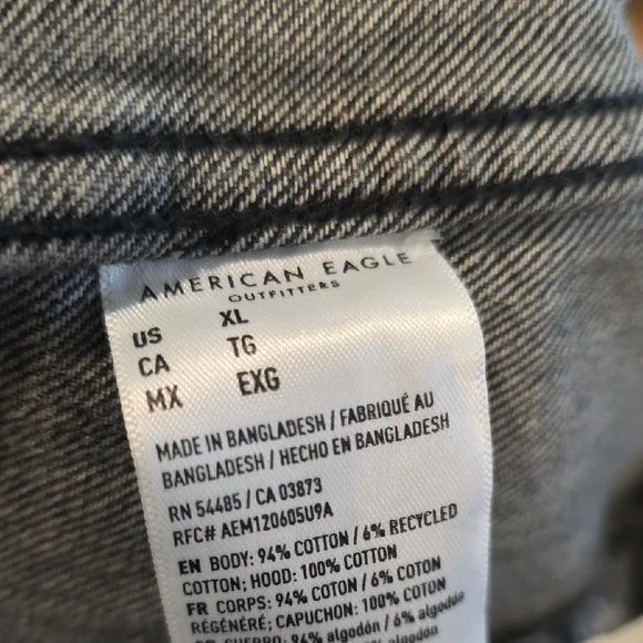 Womens Black Denim Jacket with Hood - Picture 4 of 4